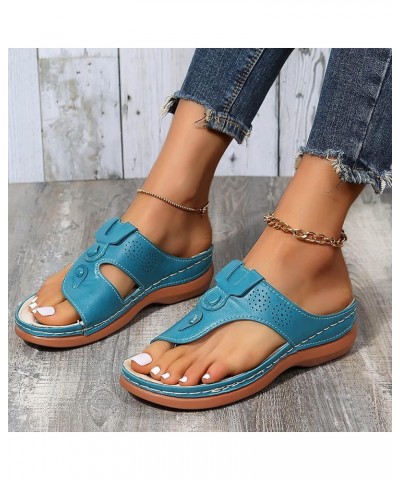 Summer Sandals for Women 2024, Sandals Women Comfortable Ring Toe Flip Flops Sandals Slip-on Roman Sandals Slippers Light Blu...