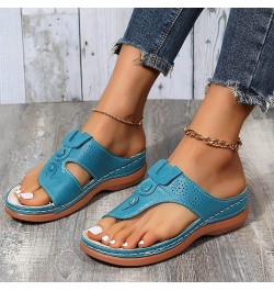 Summer Sandals for Women 2024, Sandals Women Comfortable Ring Toe Flip Flops Sandals Slip-on Roman Sandals Slippers Light Blu...