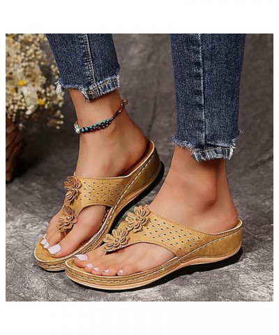 Orthopedic Wedge Sandals for Women Dressy Summer Comfortable Walking Sandals with Arch Support Fashion Orthotic Slides 02khak...