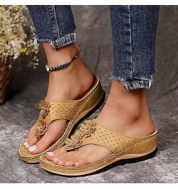 Orthopedic Wedge Sandals for Women Dressy Summer Comfortable Walking Sandals with Arch Support Fashion Orthotic Slides 02khak...