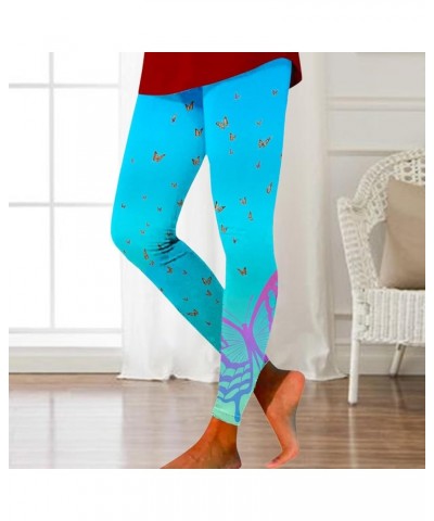 Womens Biker Shorts Butterfly Printed Tight Hip Lifting Fitness Yoga Legging Extra Long Briefs Pants - Light Blue $8.90 Boots