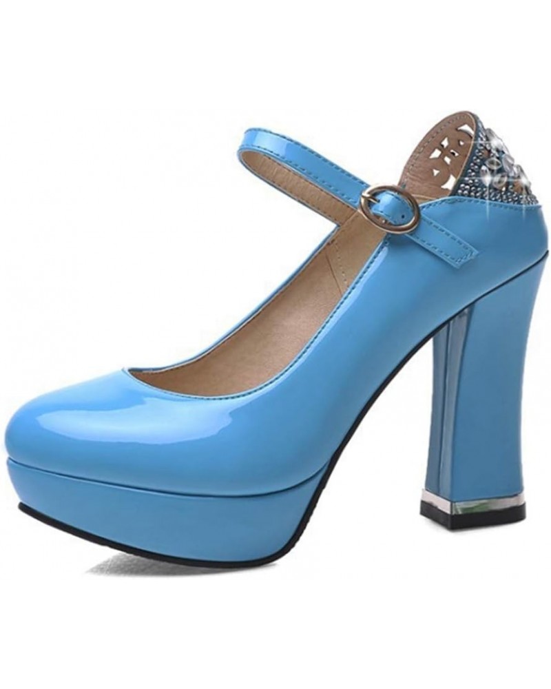 Women Wedding Pumps Shoes Fashion Casual Comfortable Thick Bottom Evening Party Dress High Heels 40 Blue $34.67 Pumps