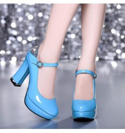 Women Wedding Pumps Shoes Fashion Casual Comfortable Thick Bottom Evening Party Dress High Heels 40 Blue $34.67 Pumps