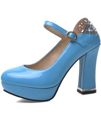 Women Wedding Pumps Shoes Fashion Casual Comfortable Thick Bottom Evening Party Dress High Heels 40 Blue $34.67 Pumps