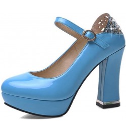 Women Wedding Pumps Shoes Fashion Casual Comfortable Thick Bottom Evening Party Dress High Heels 40 Blue $34.67 Pumps