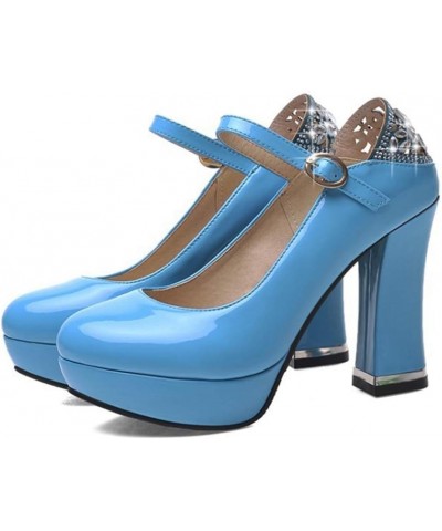 Women Wedding Pumps Shoes Fashion Casual Comfortable Thick Bottom Evening Party Dress High Heels 40 Blue $34.67 Pumps