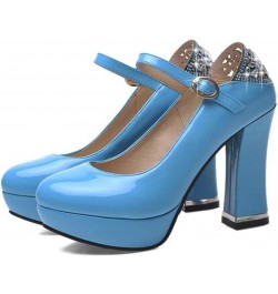 Women Wedding Pumps Shoes Fashion Casual Comfortable Thick Bottom Evening Party Dress High Heels 40 Blue $34.67 Pumps