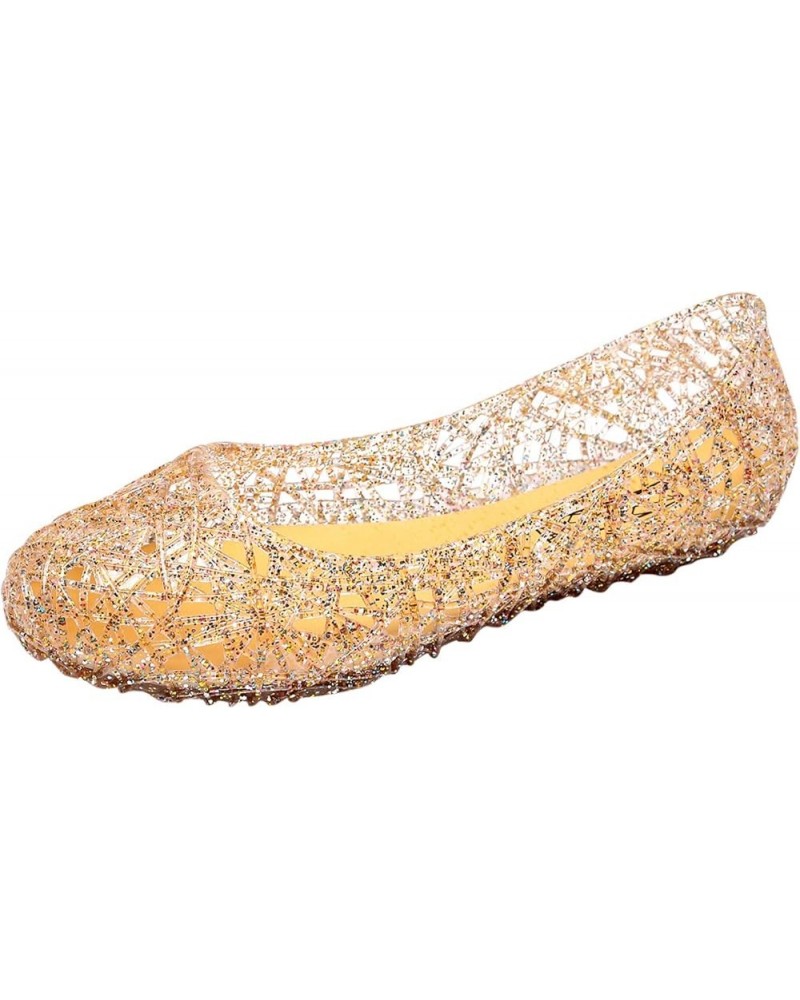 Women's Slide Sandal Hollowed Bird's Crystal Out Flat Women's Jelly Bottom Breathable Sandals Women's Sandals Gold 7.5 $13.91...