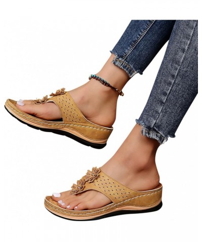 Flip Flops For Black Sandals Women Sandals Slides Womens Mules Flats Sandals Women Heels Platform Women Flats Khaki-m $19.98 ...