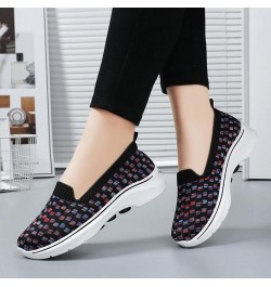 Women's Woven Breathable Soft Sneakers Go Walking Slip on Diabetic Foam Shoes Hands Free Slip in Shoe Arch Support 04_black $...