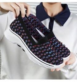 Women's Woven Breathable Soft Sneakers Go Walking Slip on Diabetic Foam Shoes Hands Free Slip in Shoe Arch Support 04_black $...