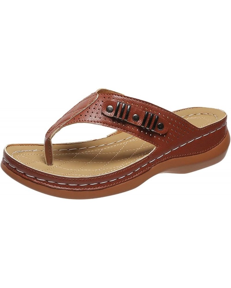 Slip On Sandals for Women Casual Wedge Slippers Ladies Bohemia Platform Dress Shoes Summer Beach Travel Slide 10brown $10.54 ...