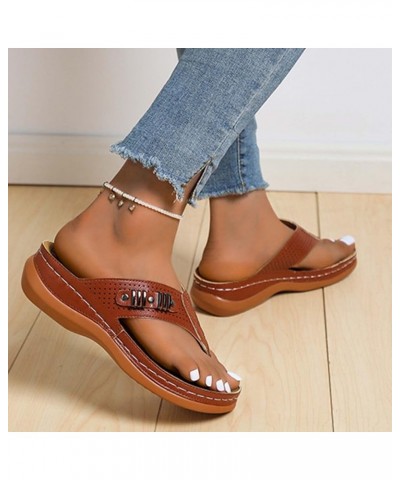 Slip On Sandals for Women Casual Wedge Slippers Ladies Bohemia Platform Dress Shoes Summer Beach Travel Slide 10brown $10.54 ...