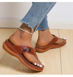 Slip On Sandals for Women Casual Wedge Slippers Ladies Bohemia Platform Dress Shoes Summer Beach Travel Slide 10brown $10.54 ...