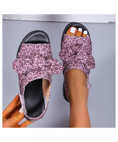 Sandals for Women Ankle Strap Open Toe Midle Heeled Sandals Summer Comfy Bowknot Beach Shoes Casual Sandal Shoes 6 Purple $17...