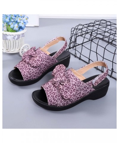 Sandals for Women Ankle Strap Open Toe Midle Heeled Sandals Summer Comfy Bowknot Beach Shoes Casual Sandal Shoes 6 Purple $17...