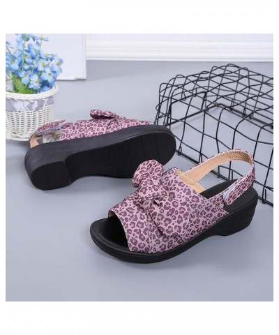 Sandals for Women Ankle Strap Open Toe Midle Heeled Sandals Summer Comfy Bowknot Beach Shoes Casual Sandal Shoes 6 Purple $17...