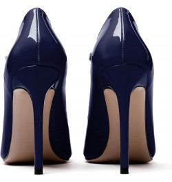 Women's Pointed Toe Mary Jane Pumps High Heel Shoe with Ankle Strap Dark Blue $34.03 Pumps