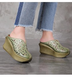 2023 Summer Thick Bottom Retro Sandals Original Handmade Hollow Carved Women's Shoes Jeweled Sandals for Women Green $54.84 S...