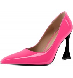 Womens High Heels Pointed Toe Pumps Slip-on 4 Inch Sky High Heel Dress Shoes Hot Pink $32.54 Pumps