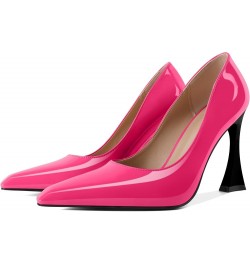 Womens High Heels Pointed Toe Pumps Slip-on 4 Inch Sky High Heel Dress Shoes Hot Pink $32.54 Pumps