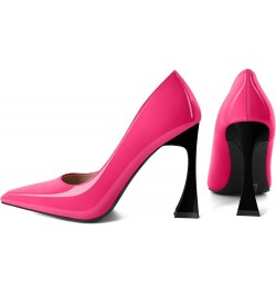 Womens High Heels Pointed Toe Pumps Slip-on 4 Inch Sky High Heel Dress Shoes Hot Pink $32.54 Pumps