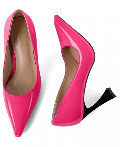 Womens High Heels Pointed Toe Pumps Slip-on 4 Inch Sky High Heel Dress Shoes Hot Pink $32.54 Pumps