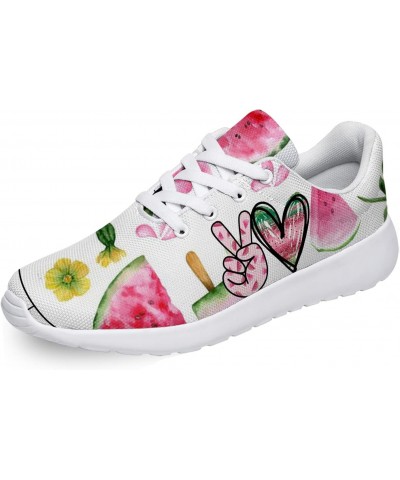 Peace Love Watermelon Print Shoes for Women Girls Breathable Comfortable Lightweight Tennis Sneakers Gifts for Birthday,White...