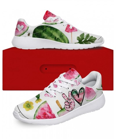 Peace Love Watermelon Print Shoes for Women Girls Breathable Comfortable Lightweight Tennis Sneakers Gifts for Birthday,White...