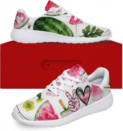 Peace Love Watermelon Print Shoes for Women Girls Breathable Comfortable Lightweight Tennis Sneakers Gifts for Birthday,White...