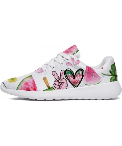 Peace Love Watermelon Print Shoes for Women Girls Breathable Comfortable Lightweight Tennis Sneakers Gifts for Birthday,White...