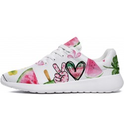 Peace Love Watermelon Print Shoes for Women Girls Breathable Comfortable Lightweight Tennis Sneakers Gifts for Birthday,White...