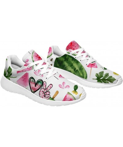 Peace Love Watermelon Print Shoes for Women Girls Breathable Comfortable Lightweight Tennis Sneakers Gifts for Birthday,White...