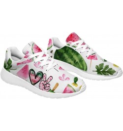 Peace Love Watermelon Print Shoes for Women Girls Breathable Comfortable Lightweight Tennis Sneakers Gifts for Birthday,White...