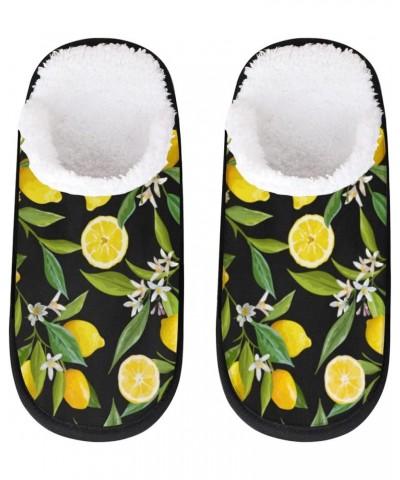 Tropical Lemon Flower Slippers for Women, Summer Fruit Floral Womens House Slipper Fluffy Soft Winter Home Shoes for Girls Sl...