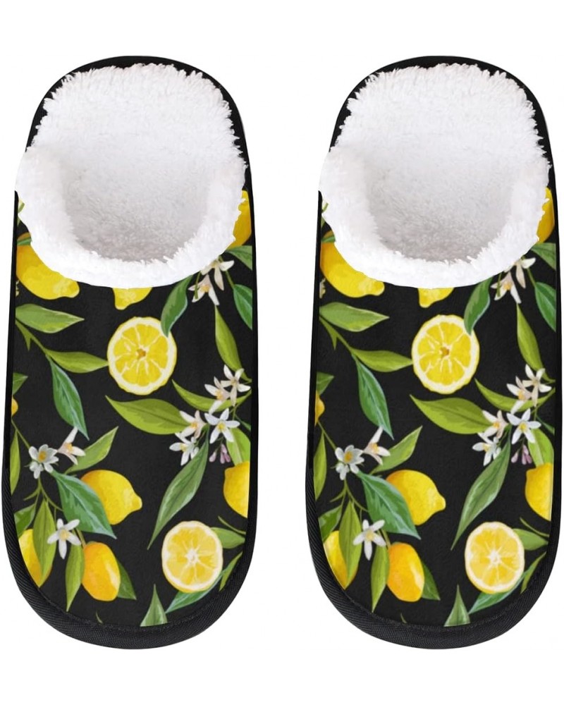 Tropical Lemon Flower Slippers for Women, Summer Fruit Floral Womens House Slipper Fluffy Soft Winter Home Shoes for Girls Sl...