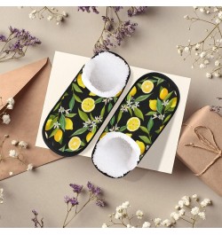 Tropical Lemon Flower Slippers for Women, Summer Fruit Floral Womens House Slipper Fluffy Soft Winter Home Shoes for Girls Sl...