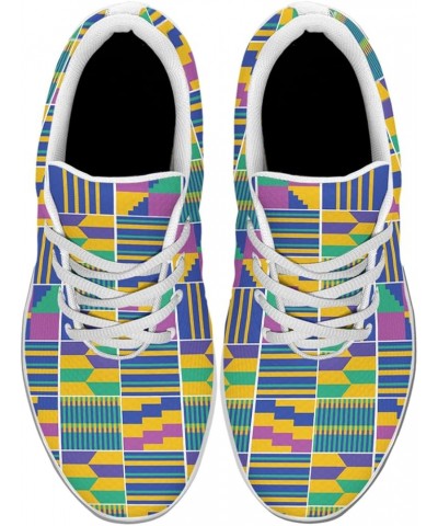 Kente Shoes for Women African Fashion Sneakers Lightweight Breathable Running Shoes Casual Slip on Walking Shoes Kente Print ...