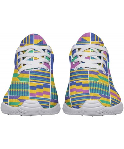 Kente Shoes for Women African Fashion Sneakers Lightweight Breathable Running Shoes Casual Slip on Walking Shoes Kente Print ...