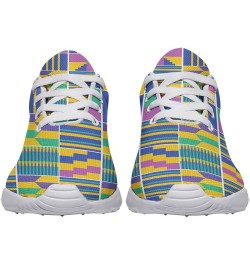 Kente Shoes for Women African Fashion Sneakers Lightweight Breathable Running Shoes Casual Slip on Walking Shoes Kente Print ...