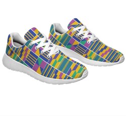 Kente Shoes for Women African Fashion Sneakers Lightweight Breathable Running Shoes Casual Slip on Walking Shoes Kente Print ...