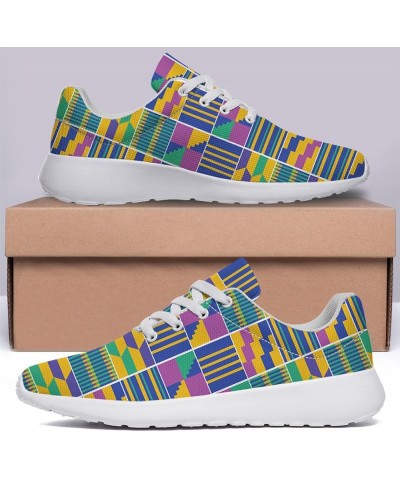 Kente Shoes for Women African Fashion Sneakers Lightweight Breathable Running Shoes Casual Slip on Walking Shoes Kente Print ...