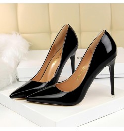 Womens Patent Leather High Heels, Pointed Toe Slip on Stilettos Party Wedding Pumps Basic Shoes, 4inch Heeled Sandals Black $...