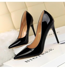 Womens Patent Leather High Heels, Pointed Toe Slip on Stilettos Party Wedding Pumps Basic Shoes, 4inch Heeled Sandals Black $...