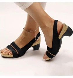 Casual Low Heeled Sandals For Women Tap Dance Shoes Slides Women Sandals Black Heeled Sandals For Women Casua C-black $27.69 ...