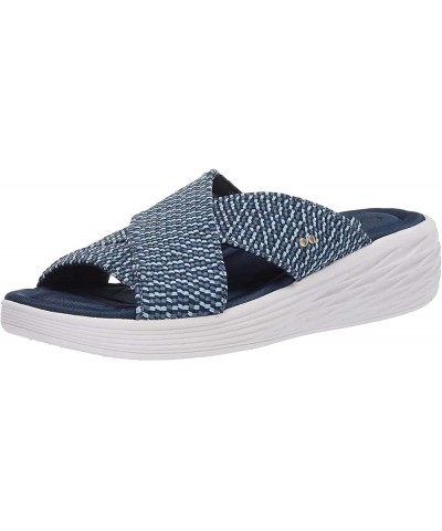 LONG-M Women's Slides Sandal Stretch Cross Orthotic Slide Sandals 37 Blue $20.64 Sandals