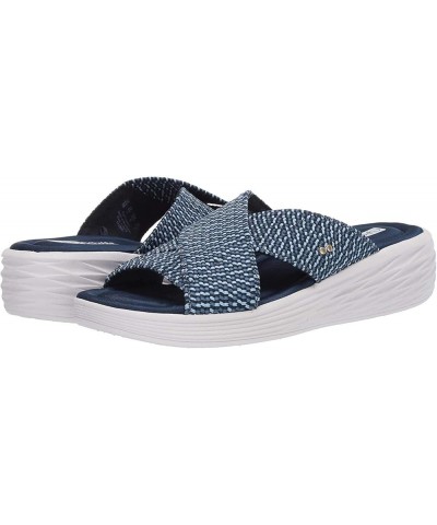 LONG-M Women's Slides Sandal Stretch Cross Orthotic Slide Sandals 37 Blue $20.64 Sandals