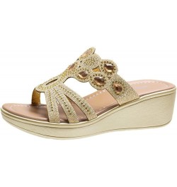 Sandals for Women Dressy Summer,Women's Slip On Rhinestones Round Toe Flip Flops Sandals Pumps Shine Beach Sandals Z13 Gold $...