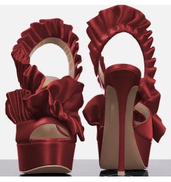 Women Fashion Stiletto Heels Slingback Ruffle Pumps Peep Toe Ladies Elegant Formal Prom Dress Date Shoes Size 4-16 US Red $31...