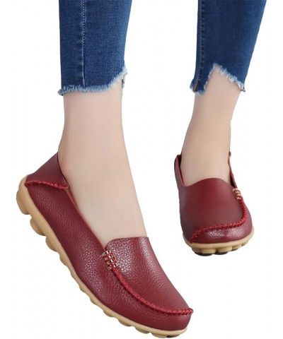 985 Women's Casual Shoes Flat Heeled Sole Slippers Comfortable Single Shoes Loafers Women Flat Dress Shoes Size 11 Wine $11.4...